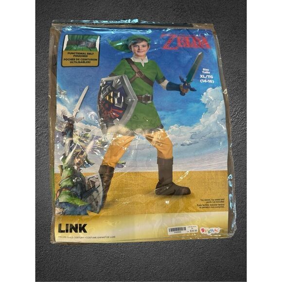 Link classic costume Childs XL 14-16 Zelda Halloween - Picture 1 of 3